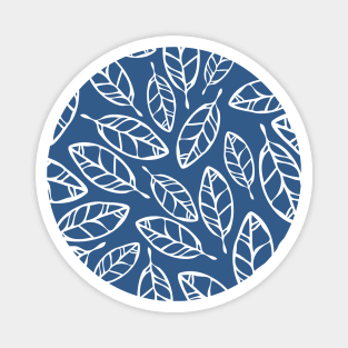 Navy blue with white leaves print Magnet